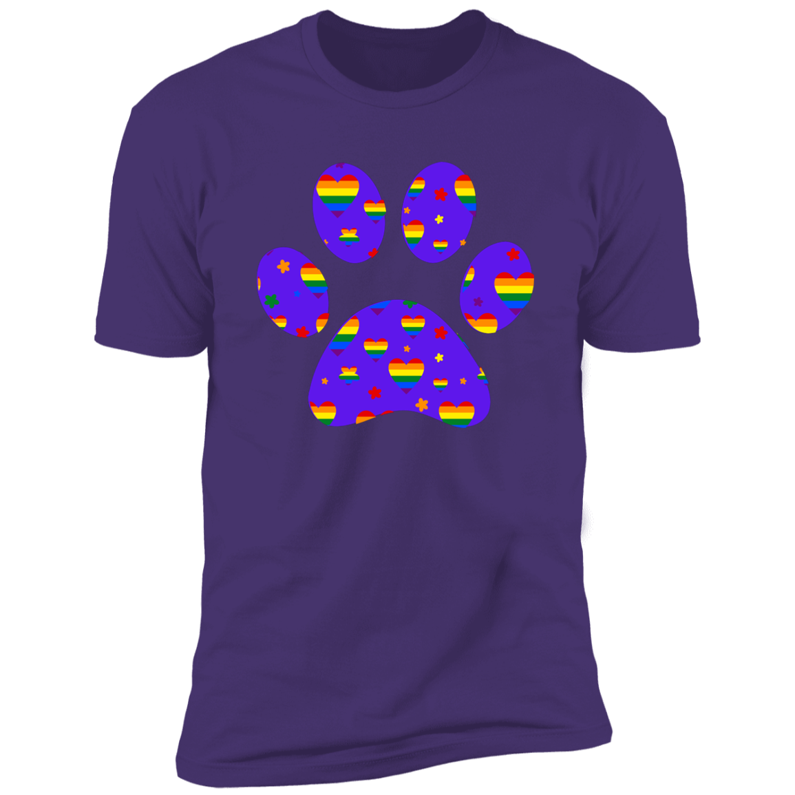 Pride Paw 2023 (Hearts) Pride T-shirt, Paw Pride Dog Shirt for humans, in purple rush
