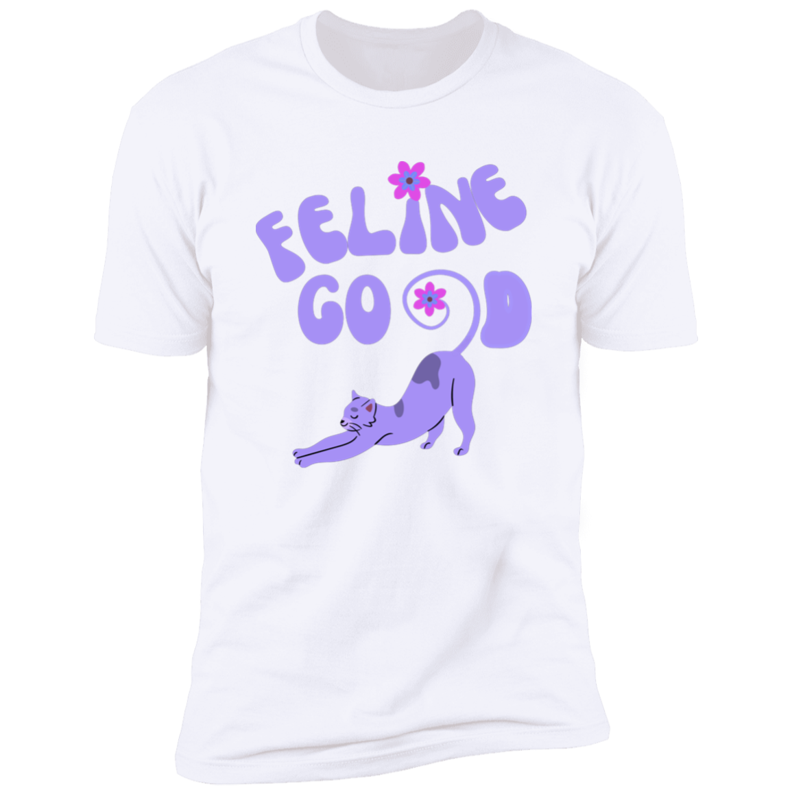 Feline Good Cat T-Shirt, Cat Shirt for humans, in whte