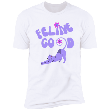 Feline Good Cat T-Shirt, Cat Shirt for humans, in whte