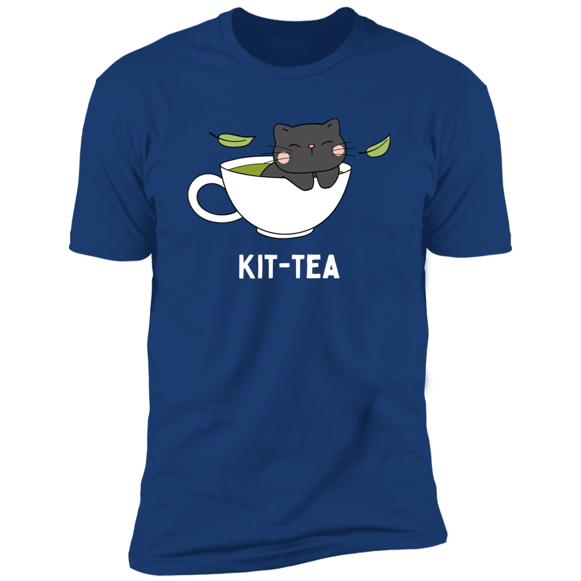 Kitt-Tea T-Shirt, kitty tea shirt, Cat Shirt for humans, funny cat shirt, in royal blue