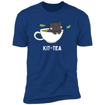 Kitt-Tea T-Shirt, kitty tea shirt, Cat Shirt for humans, funny cat shirt, in royal blue