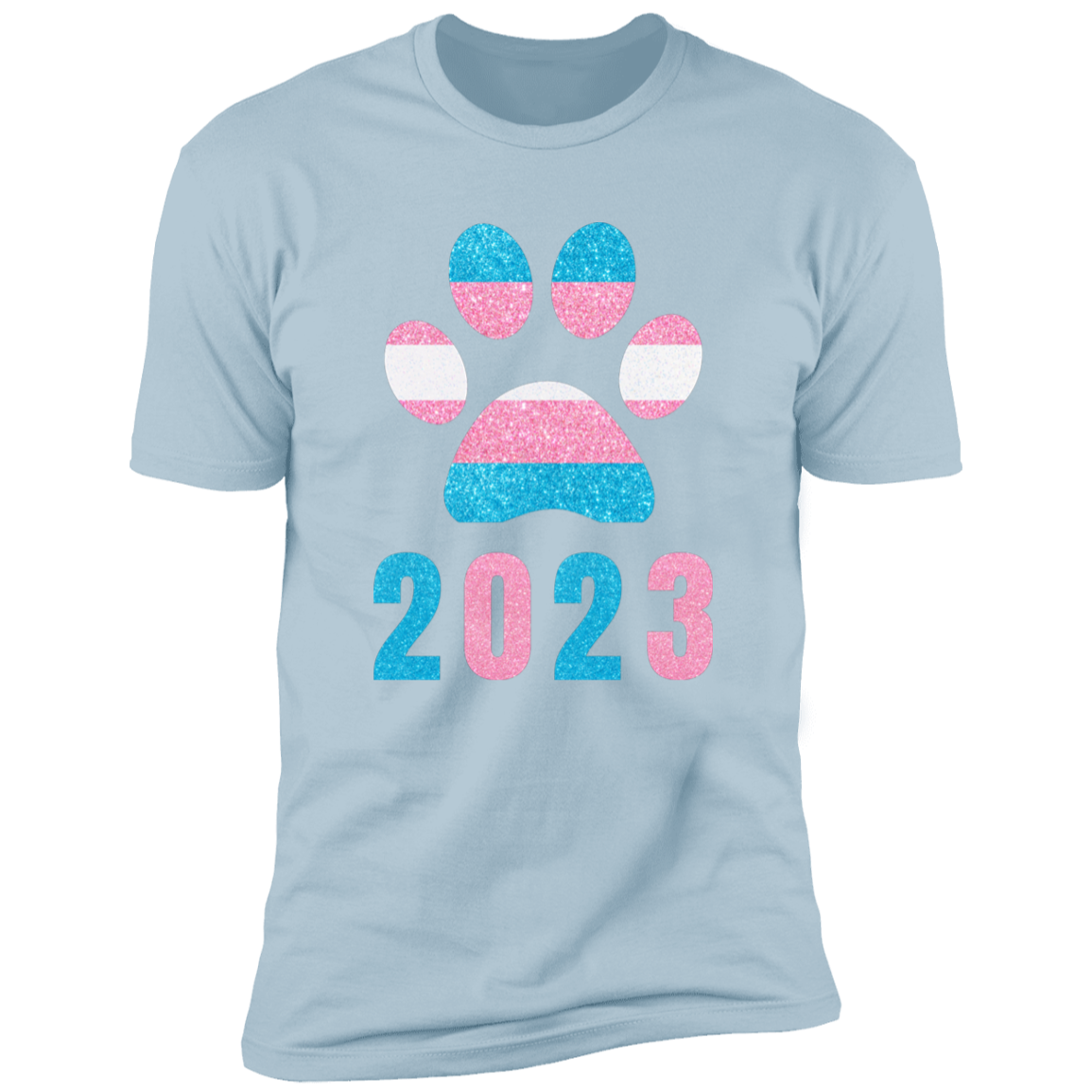 Dog Paw Trans Pride 2023 t-shirt, dog trans pride dog shirt for humans, in light blue