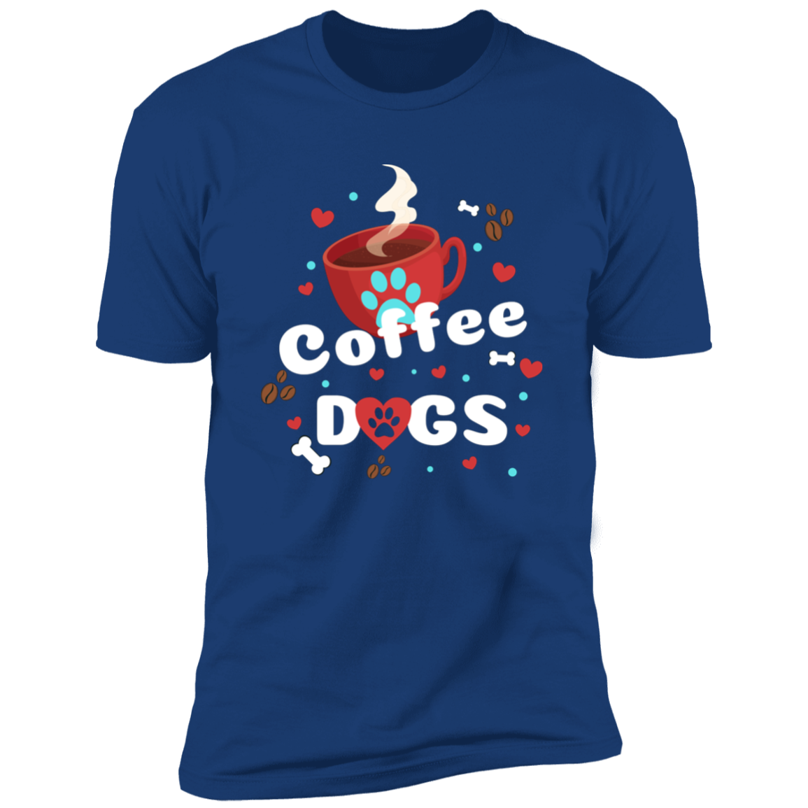 Coffee Dogs T-shirt, Dog Shirt for humans, in royal blue