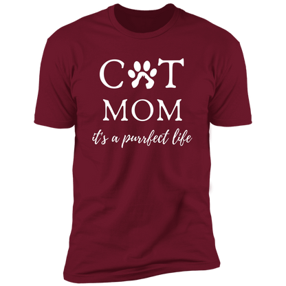 Cat Mom It's a Purrfect Life T-shirt, Cat Mom Shirt for humans, in cardinal red