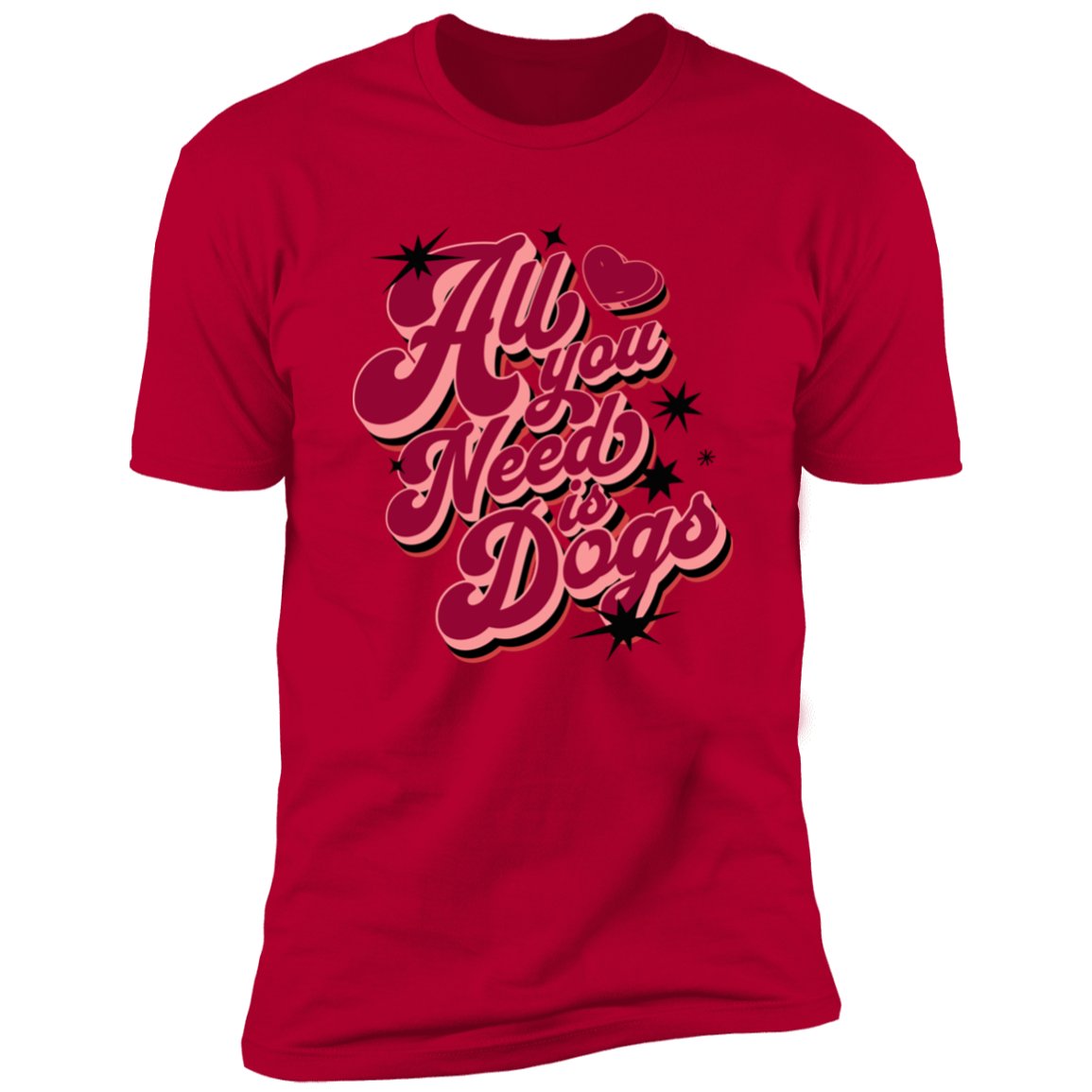 All I Need is Dogs T-shirt, Dog Shirt for humans, in red