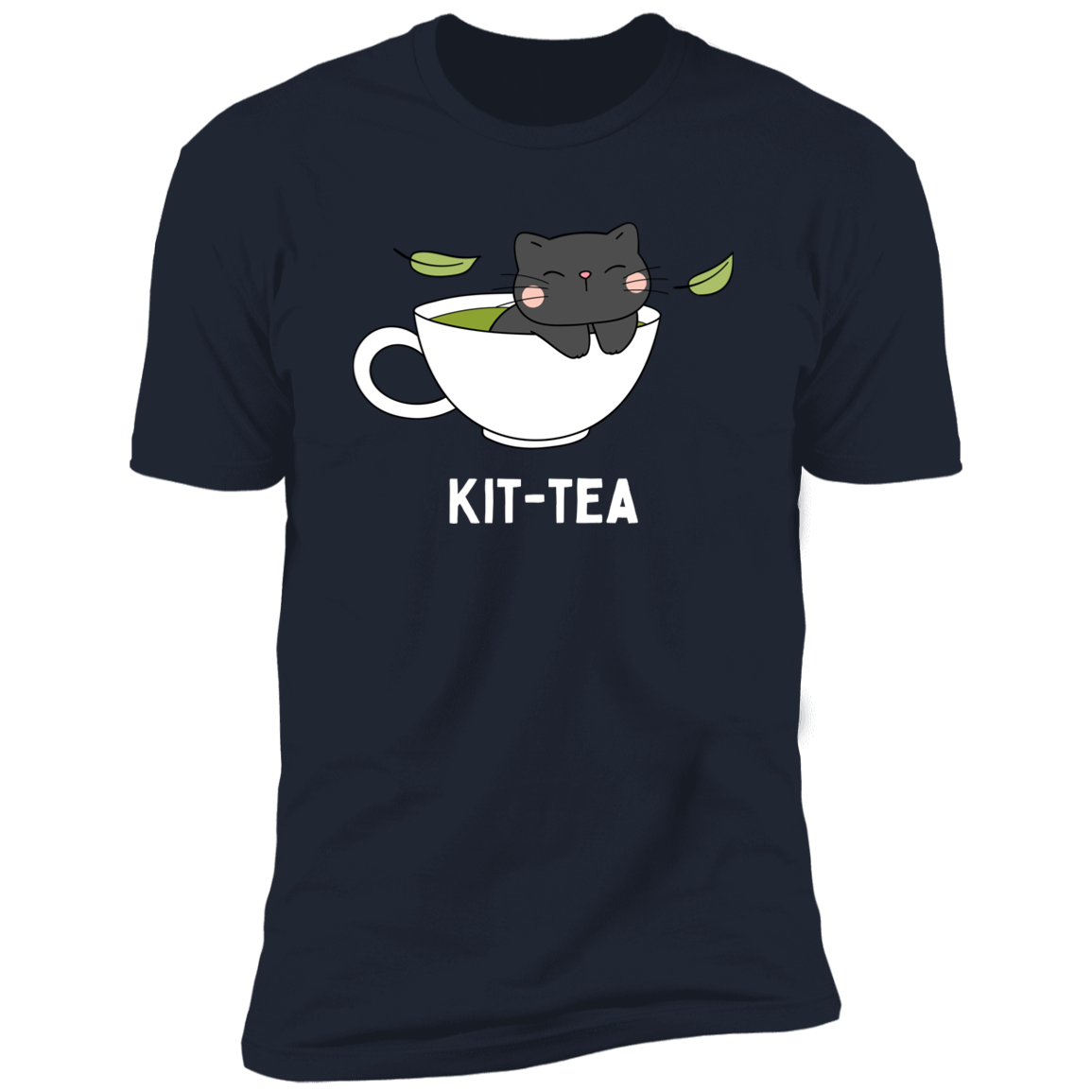 Kitt-Tea T-Shirt, kitty tea shirt, Cat Shirt for humans, funny cat shirt, in navy blue