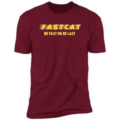 FastCAT Be Fast or Be Last Dog Sport T-shirt, FastCAT Shirt for humans, in cardinal red
