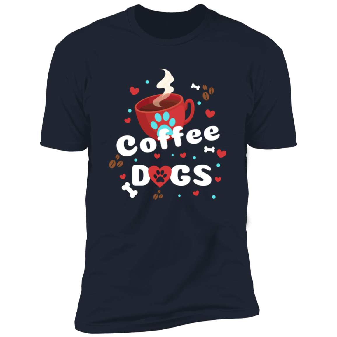 Coffee Dogs T-shirt, Dog Shirt for humans, in navy blue