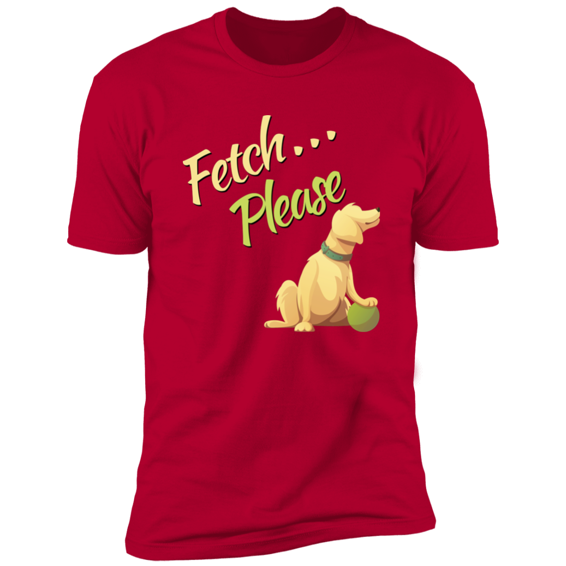 Fetch Please funny dog t-shirt, funny dog shirt for humans, in red