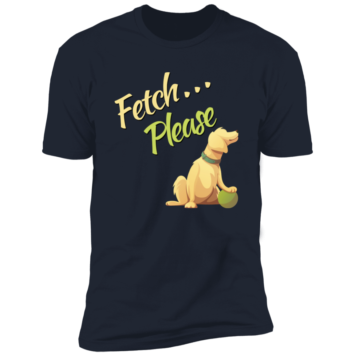 Fetch Please funny dog t-shirt, funny dog shirt for humans, in navy blue