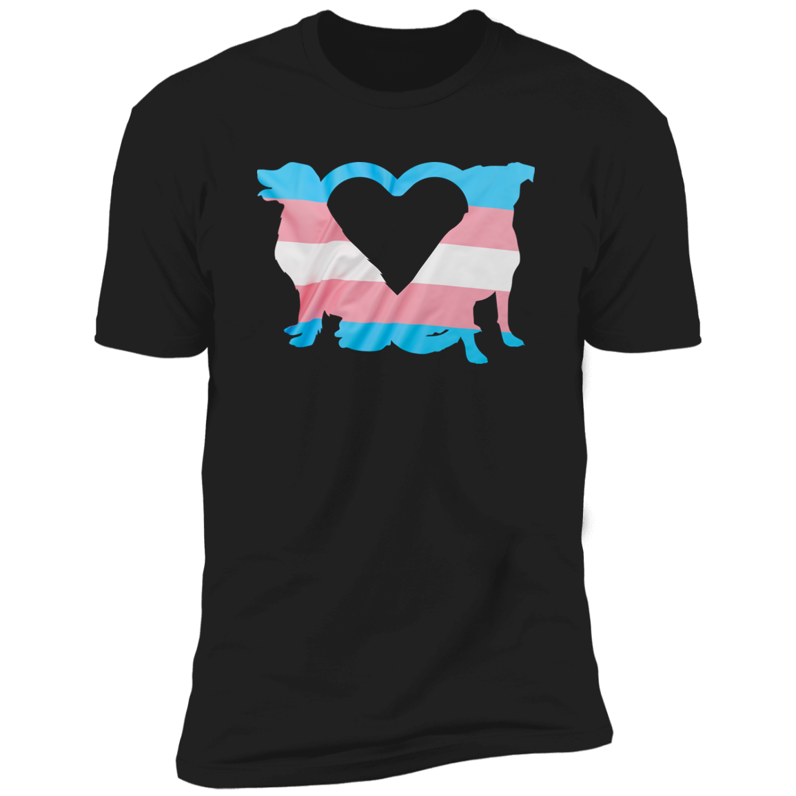 Trans Pride Dogs Heart Pride T-shirt, Trans Pride Dog Shirt for humans, in black