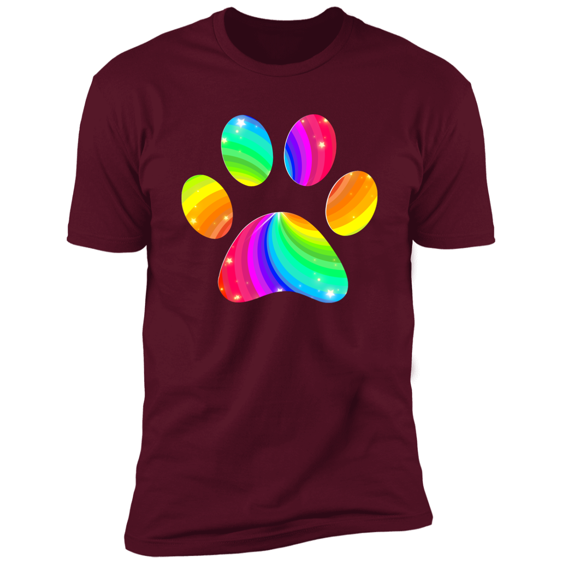 Pride Paw 2023 (Flag) Pride T-shirt, Paw Pride Dog Shirt for humans, in maroon