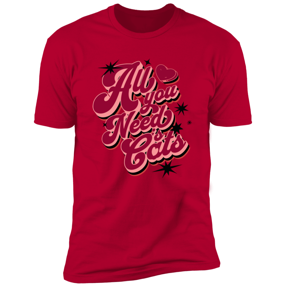 All I Need is Cats T-shirt, Cat Shirt for humans, in red