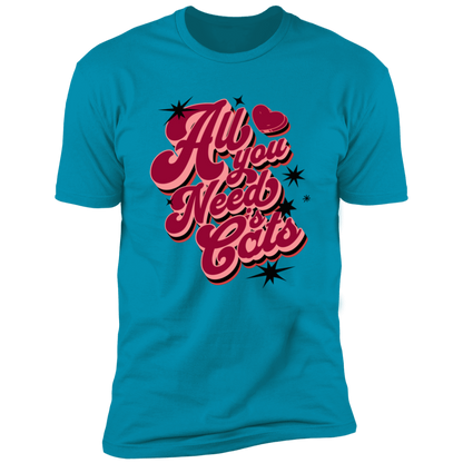 All I Need is Cats T-shirt, Cat Shirt for humans, in turquoise