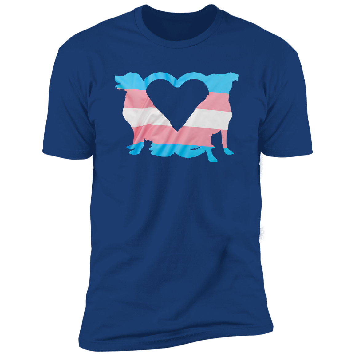 Trans Pride Dogs Heart Pride T-shirt, Trans Pride Dog Shirt for humans, in royal blue