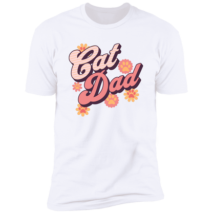 Cat Dad Retro T-shirt, Cat Dad Shirt for humans, in white