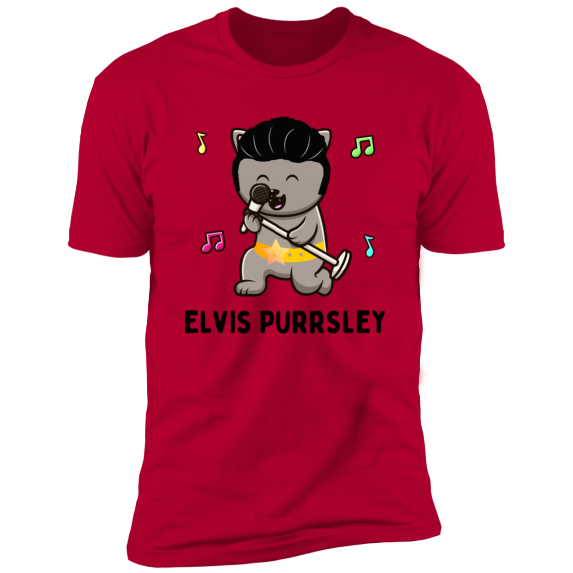 Elvis Purrsley cat Shirt, Funny cat shirt for humans, cat mom shirt, cat dad shirt, in red
