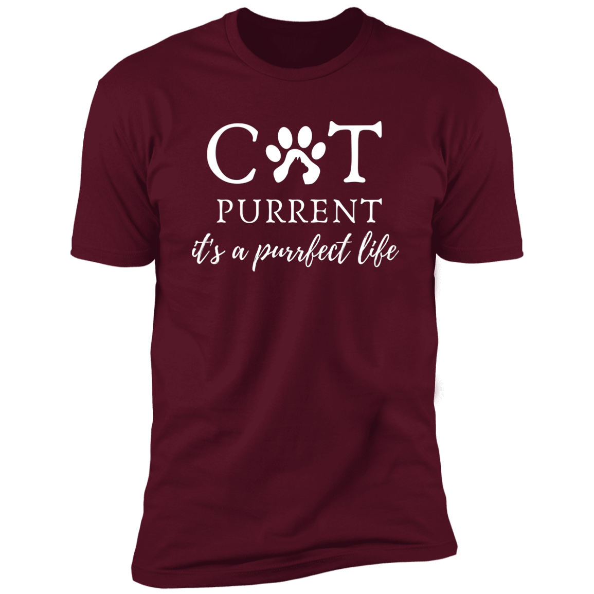 Cat Purrent It's a Purrfect Life T-shirt, Cat Parent Shirt for humans, in maroon