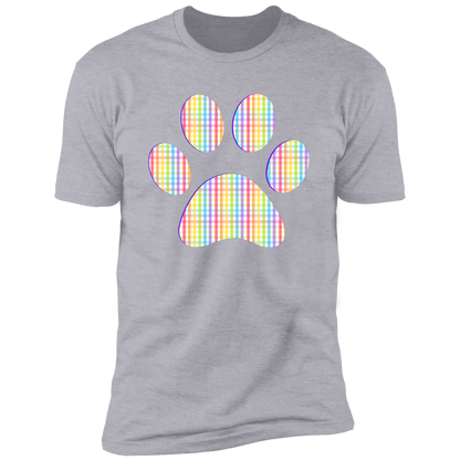 Pride Paw (Gingham) Pride T-shirt, Paw Pride Dog Shirt for humans, in light heather gray