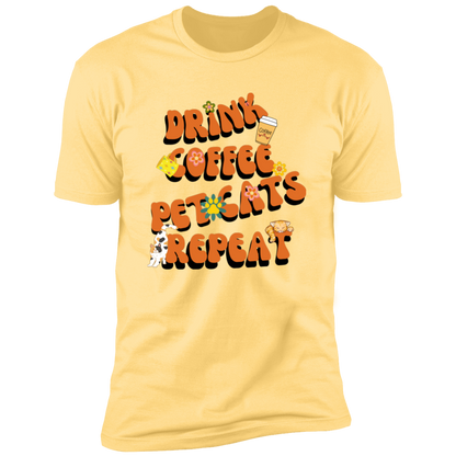 Drink Coffee Pet Cats Repeat T-shirt, Cat t-shirt for humans, in banana cream