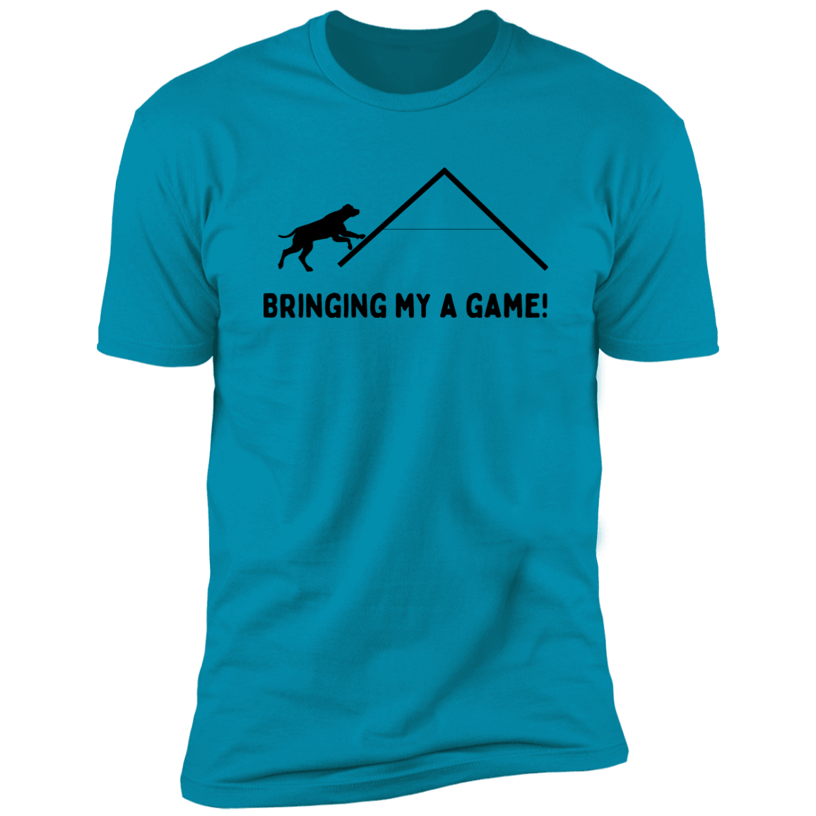 Bringing My A Game Agility T-shirt, Dog Agility Shirt for humans, in turquoise