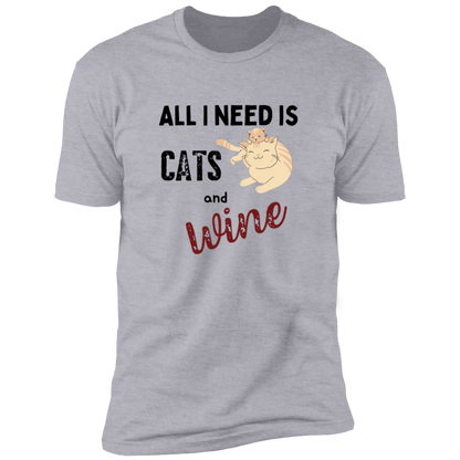 All I Need is Cats and Wine, Cat shirt for humas, in light heather gray