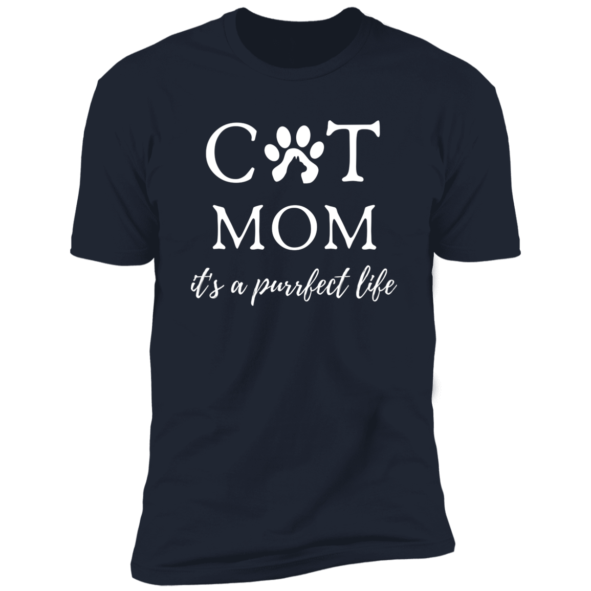 Cat Mom It's a Purrfect Life T-shirt, Cat Mom Shirt for humans, in navy blue