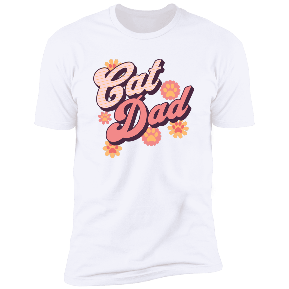Cat Dad Retro T-shirt, Cat shirt for humans, retro cat dad t-shirt, in white