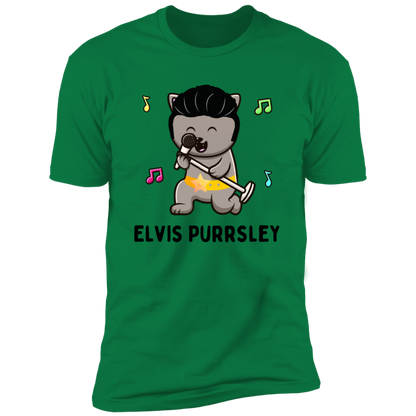 Elvis Purrsley cat Shirt, Funny cat shirt for humans, cat mom shirt, cat dad shirt, in kelly green