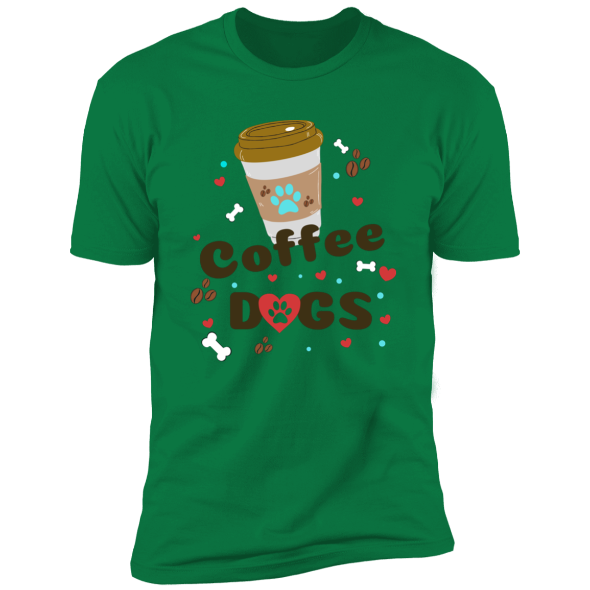 To go Coffee Dogs T-shirt, Dog Shirt for humans, in kelly green