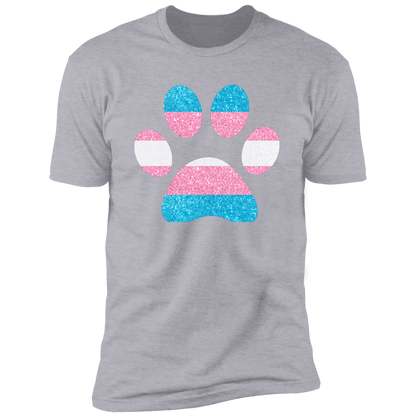 Dog Paw Trans Pride t-shirt, dog trans pride dog shirt for humans, in light heather gray