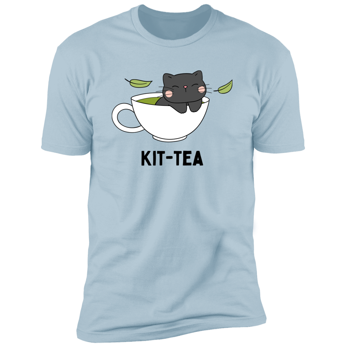 Kitt-Tea T-Shirt, kitty tea shirt, Cat Shirt for humans, funny cat shirt, in light blue