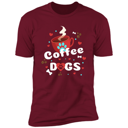 Coffee Dogs T-shirt, Dog Shirt for humans, in cardinal red 