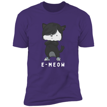 E-meow cat shirt, funny cat shirt for humans, cat mom and cat dad shirt, in purple rush