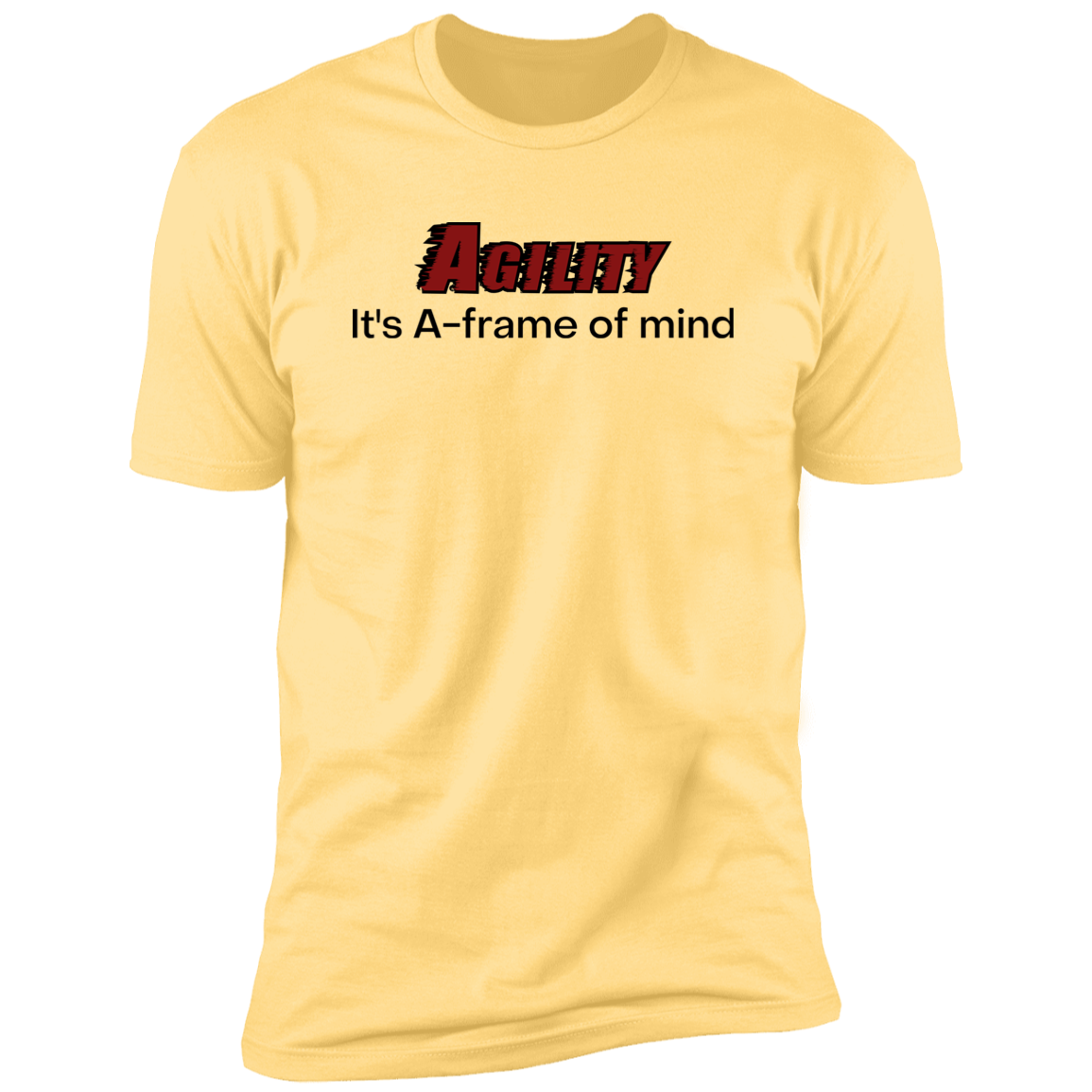 Agility it's A-Frame of Mind Dog Agility T-shirt for humans, in  banana cream