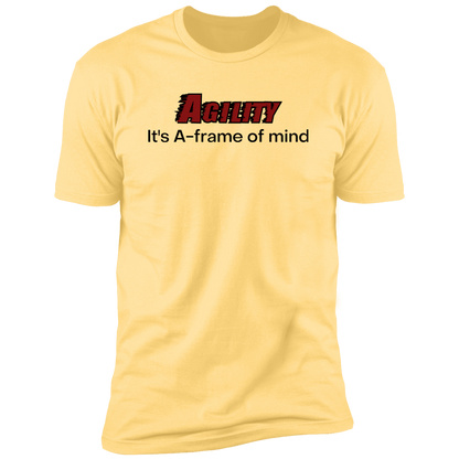 Agility it's A-Frame of Mind Dog Agility T-shirt for humans, in  banana cream